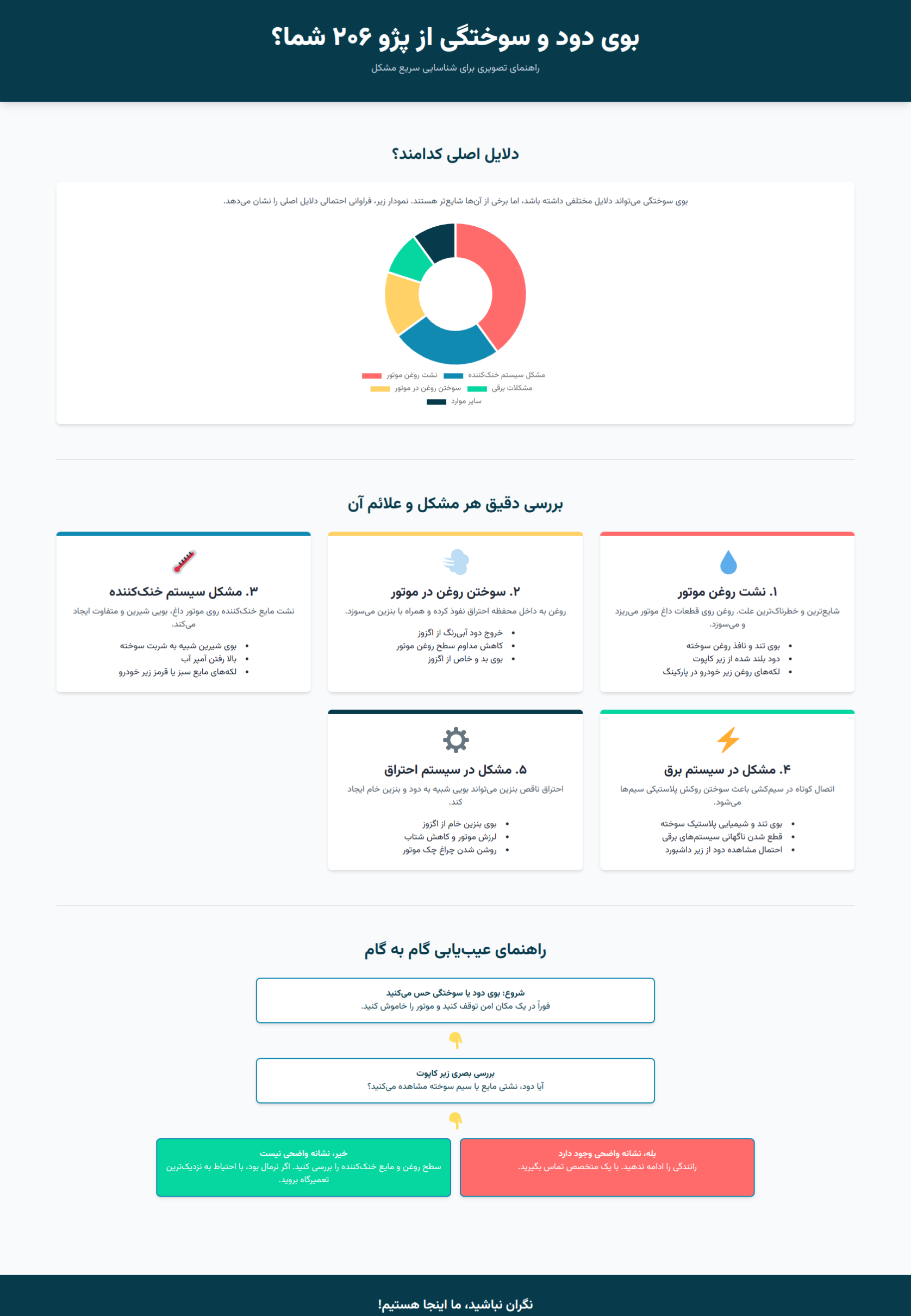 جدول دلایل بوی سوختگی در 206